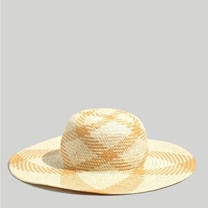NWT Madewell Windowpane Wide-Brimmed Woven Straw Hat, Size S/M,  Style NG165